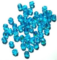 50 6mm Faceted Aqua AB Firepolish Beads